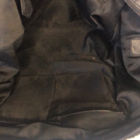 JOELLE HAWKINS large black genuine leather shoulder handbag. Silver hardware. - Picture 11 of 14